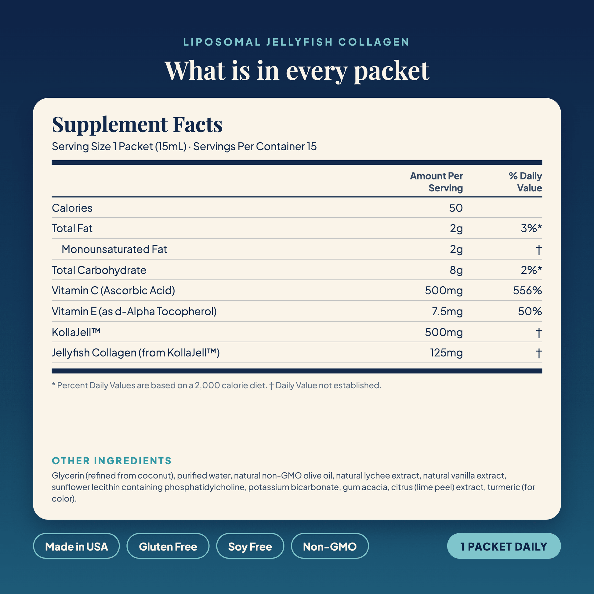 Jellyfish Collagen supplement facts panel