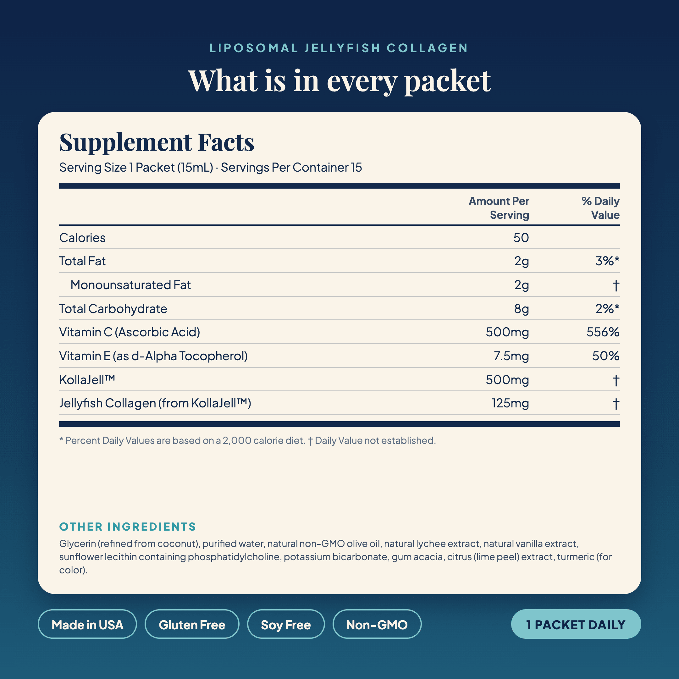 Jellyfish Collagen supplement facts panel