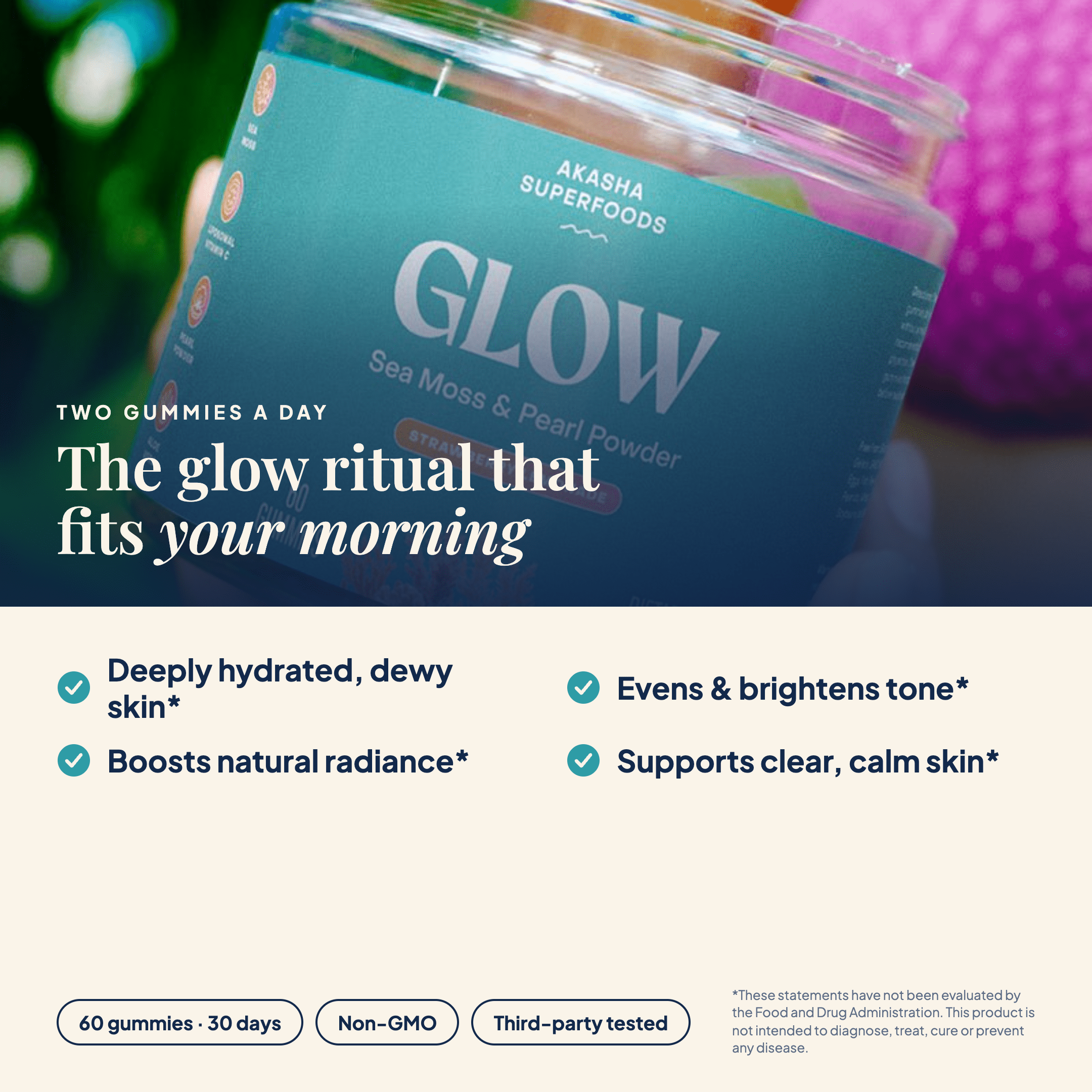 GLOW benefits for hydrated, brighter, calmer skin