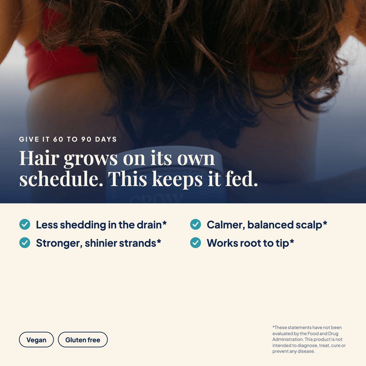 The GROW daily hair routine, from within and at the scalp