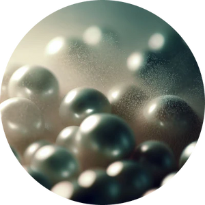 Close-up of shiny, smooth pearls with soft lighting.