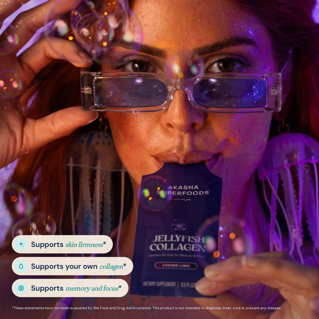 Liposomal Jellyfish Collagen: supports skin firmness, your own collagen production, memory and focus